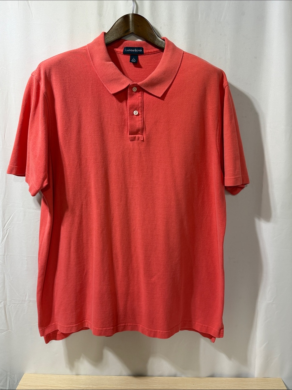 Lands' End Men's Coral-Red Polo Shirt
